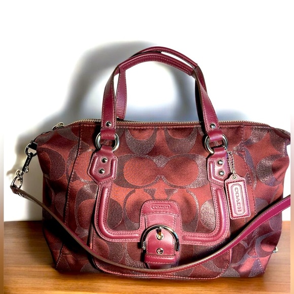 Coach Handbags - Coach Burgundy Campbell Signature Tote shoulder Bag F26247